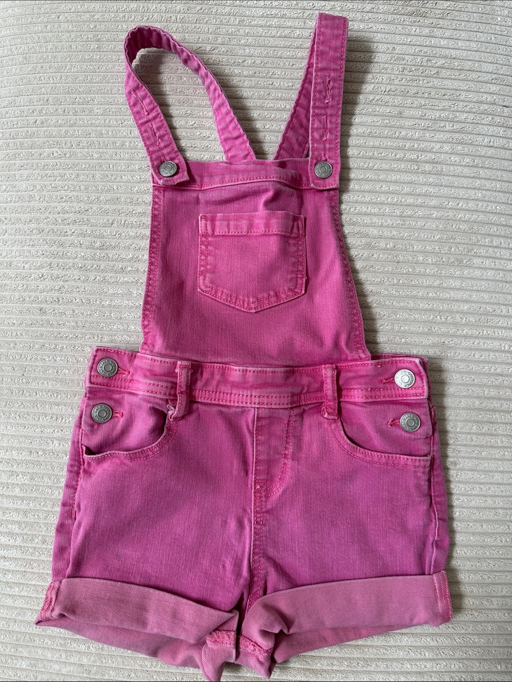 Cat & Jack Girl’s Pink Denim Super Stretch Shortalls in Size 6(6X)